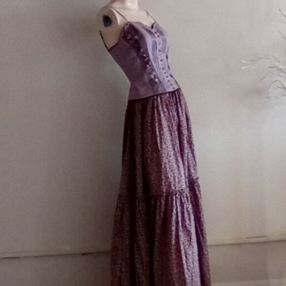 Moda International Y2K Floral Tiered Maxi Halter Dress Sz XS-S Elevenses Magazin - Picture 10 of 15